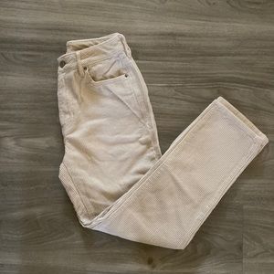 Cream Corduroy Straight Leg Mom Jean